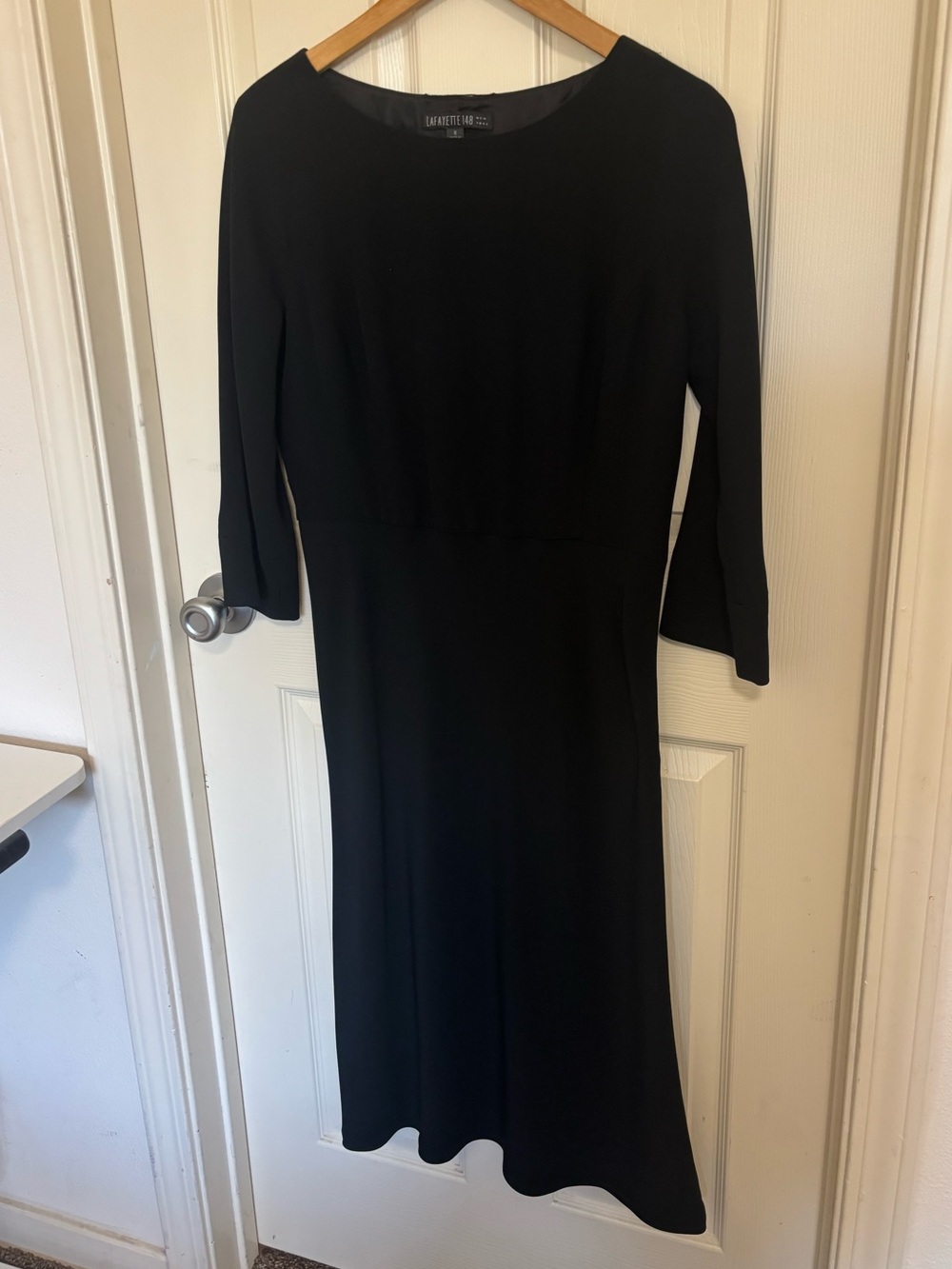 Lafayette 148 New York Black Three Quarter Sleeve Dress Size 8 - Picture 3 of 10